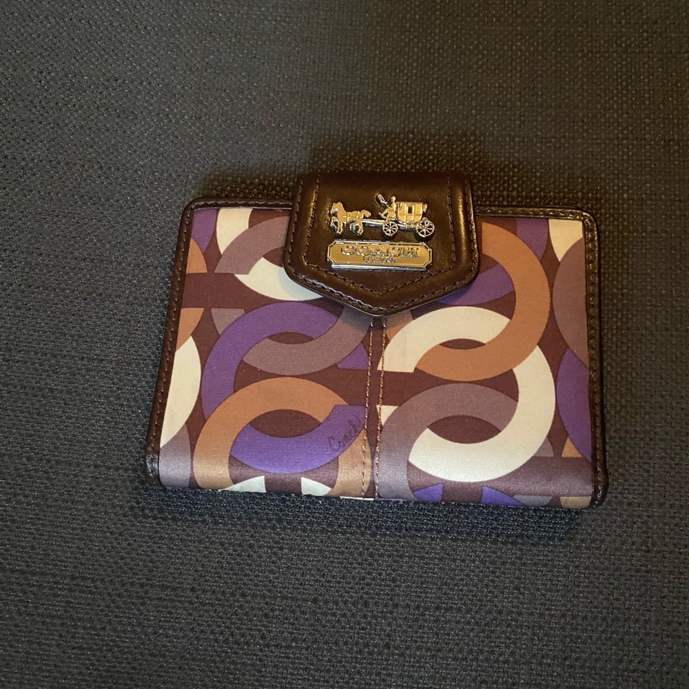 Coach Brown and Purple Patterned Wallet